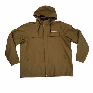 Eddie Bauer Mens Mountain Town Jacket Weatheredge Khaki Green Hooded Waterproof